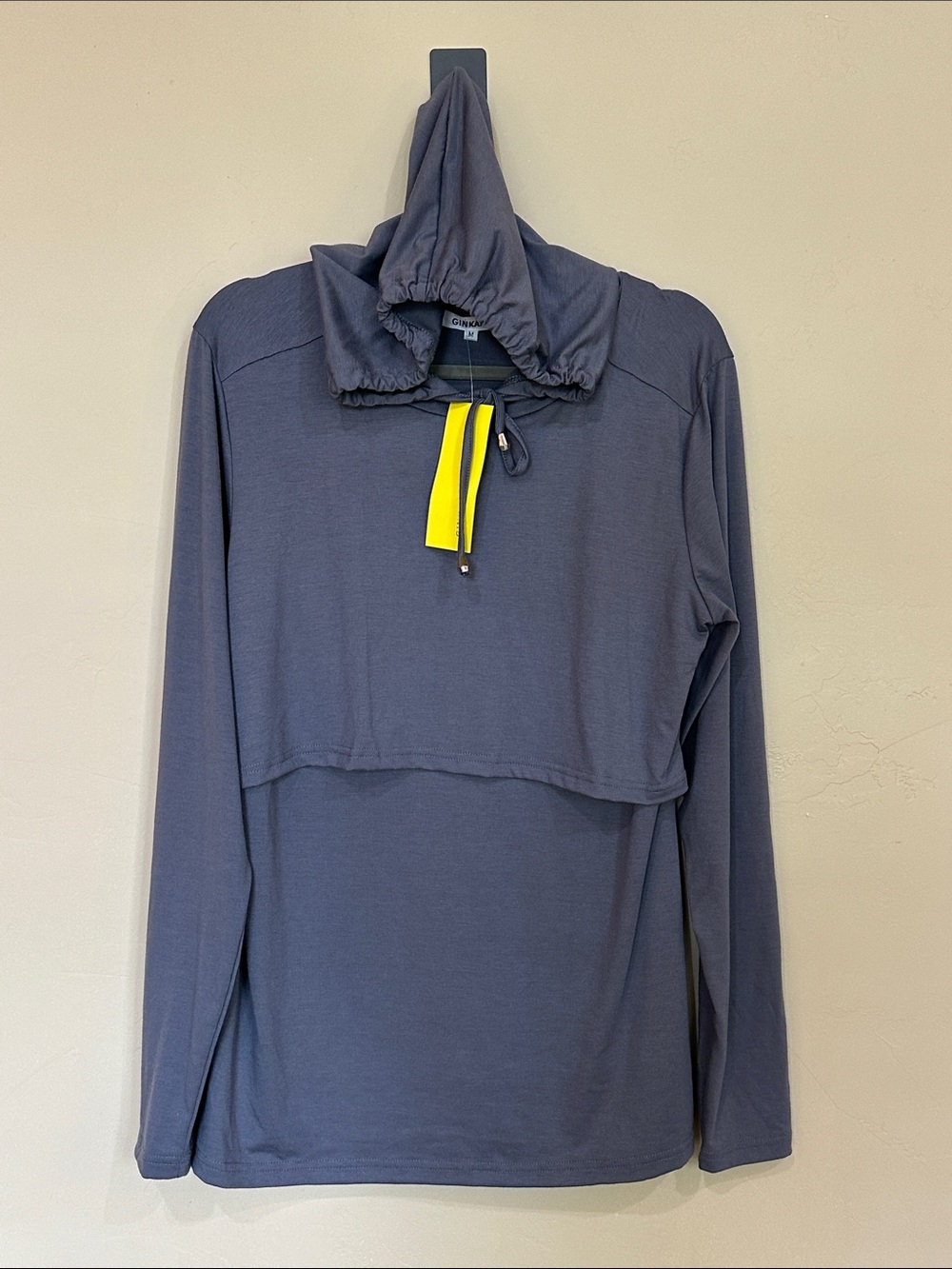 NWT steel blue-gray Long Sleeve Hoodie soft top with adjustable drawstring Sz M